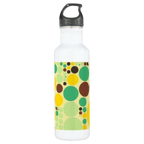 Vintage Yellow Blue Brown Polka Dots Pattern Stainless Steel Water Bottle