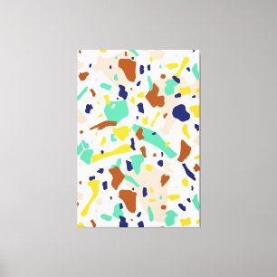 Vintage Yellow Blue Modern Abstract Geometric Canvas Print