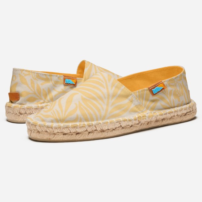 Vintage Yellow Botanical Pattern Espadrilles (Angled)
