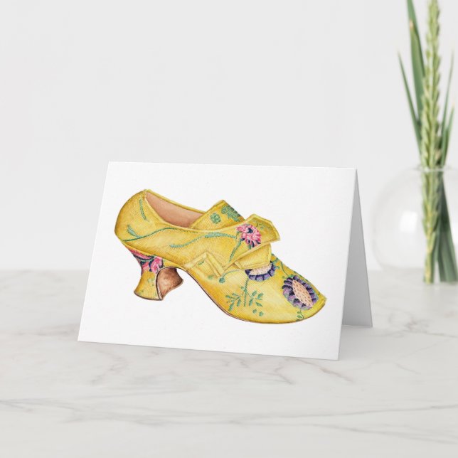 Vintage Yellow Brocade Shoe Card (Front)