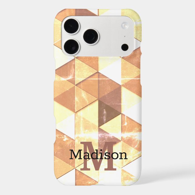 Vintage yellow brown geometric pattern Monogram iPhone Case (Back)