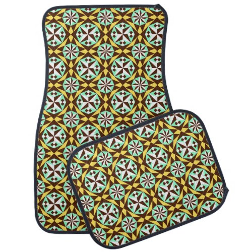 Vintage Yellow Brown Mint Green Barcelona Pattern Car Floor Mat