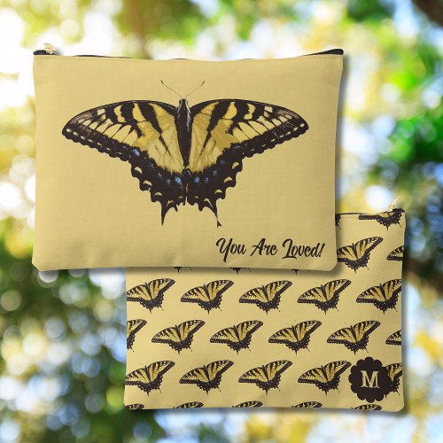 Vintage Yellow Butterfly and Initial Accessory Bag