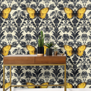 Vintage Yellow Butterfly Removable Wallpaper