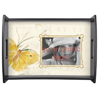 Vintage Yellow Butterfly Serving Tray by ElizaBGraphics at Zazzle