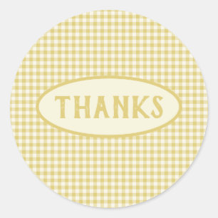 Vintage Yellow Checkerboard Pattern Custom Classic Round Sticker