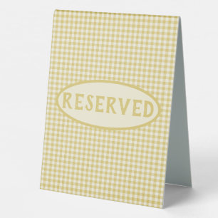 Vintage Yellow Checkerboard Pattern Reserved Table Tent
