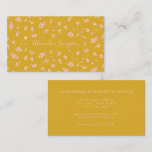 Vintage Yellow Country Farmhouse Floral Modern Business Card