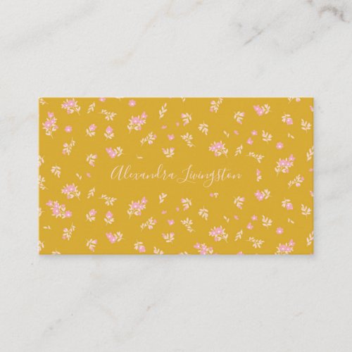 Vintage Yellow Country Farmhouse Floral Modern Business Card