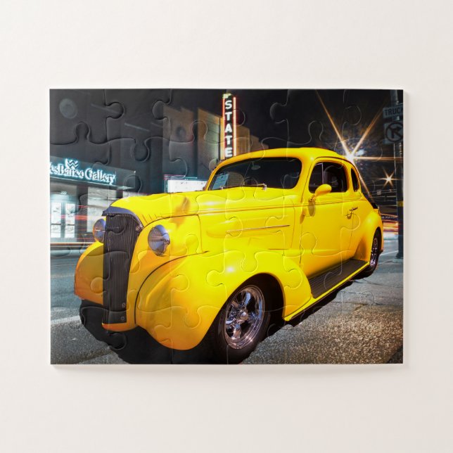 Vintage Yellow Coupe Street Rod Jigsaw Puzzle (Horizontal)