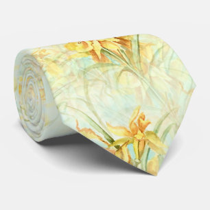 Vintage Yellow Daffodil Floral Flower Neck Tie