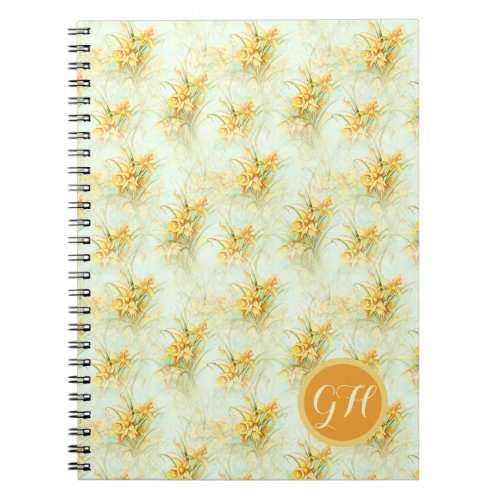 Vintage Yellow Daffodil Floral Flower Notebook