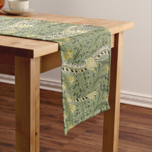 Vintage Yellow Daffodil with Green Foliage Long Table Runner