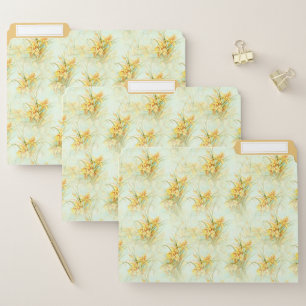 Vintage Yellow Daffodils Decorative Floral Pattern File Folder