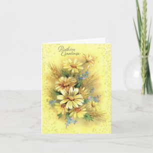 Vintage Yellow Daisies Birthday Card