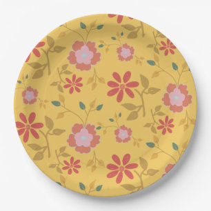 Vintage Yellow Daisy Floral Paper Plates