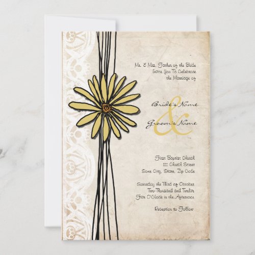 Vintage Yellow Daisy Wedding Invitation