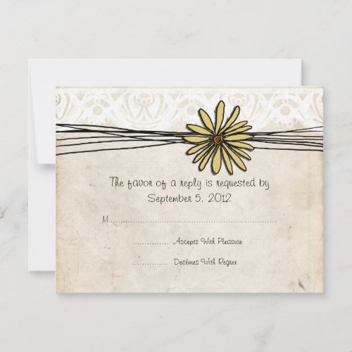 Vintage Yellow Daisy Wedding RSVP