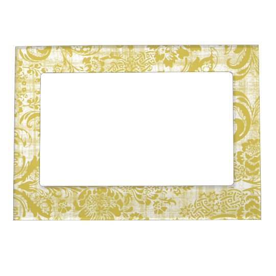 Vintage Yellow Damask Grungy Mustard Yellow Photo Frame
