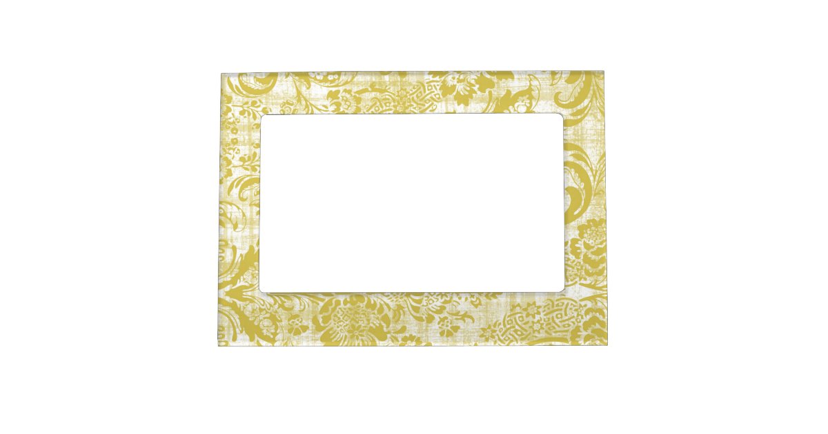Vintage Yellow Damask Grungy Mustard Yellow Photo Frame Zazzle