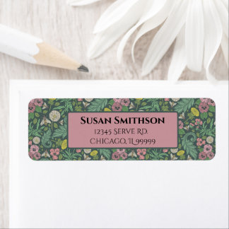 Vintage Yellow Dandelion Pink Pansy Return Address Label