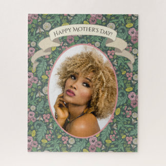 Vintage Yellow Dandelions Pink Pansy Faces Bees Jigsaw Puzzle