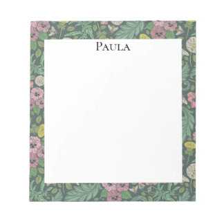 Vintage Yellow Dandelions Pink Pansy Faces Pansies Notepad