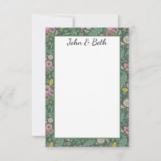 Vintage Yellow Dandelions Pink Pansy Faces Pansies Thank You Card