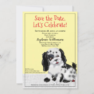 Vintage Yellow Dog Puppy Baby Shower Invitation