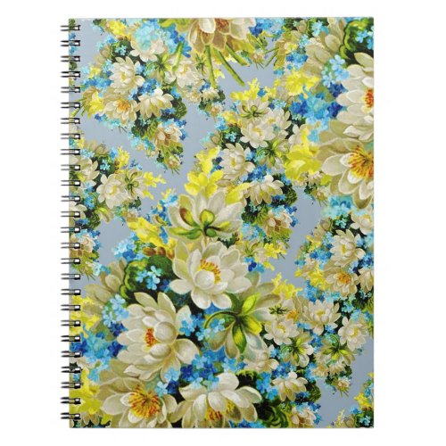 Vintage yellow floral pattern notebook