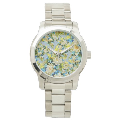 Vintage yellow floral pattern watch