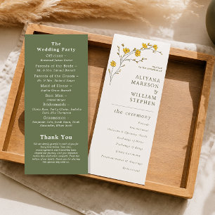 Vintage Yellow Floral Rustic Wedding  Program