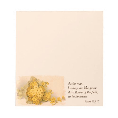 Vintage Yellow Flowers Christian Notepad