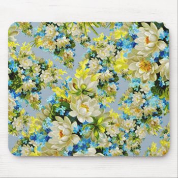 Vintage Yellow Flowers Floral Pattern Mouse Pad by MissMatching at Zazzle