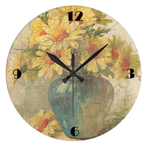 Vintage Yellow Flowers Wall Clock | Zazzle