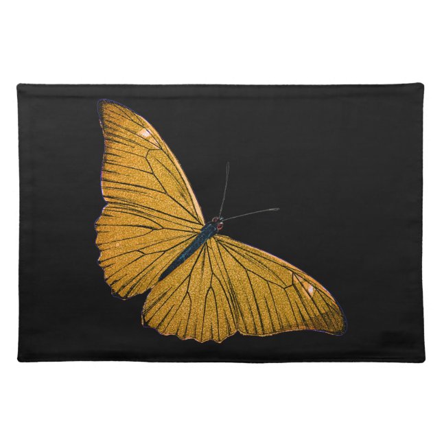 Vintage Yellow Gold Butterfly 1800s Illustration Cloth Placemat (Front)