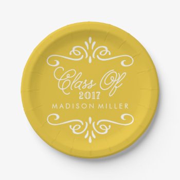 Vintage Yellow | Graduation Party Paper Plates by cardeddesigns at Zazzle