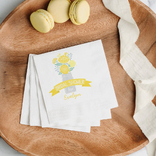 Vintage Yellow Gray Mason Jar Bridal Shower Paper Napkins