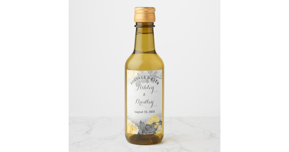 Vintage Yellow Gray Rose Wedding Save the Date Wine Label ...