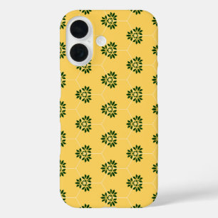 Vintage Yellow Green Barcelona Flower Pattern iPhone 16 Case