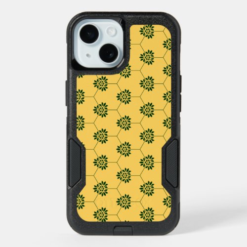 Vintage Yellow Green Barcelona Flower Pattern iPhone 15 Case