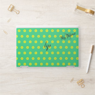 vintage yellow green floral monogram  HP laptop skin