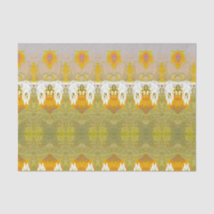 Vintage Yellow Green Floral Pattern Bull Skull Tissue Paper