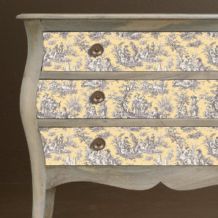 Vintage Yellow Grey Floral Toile Monogram Tissue Paper
