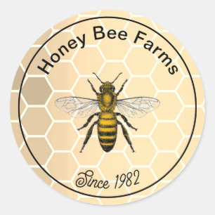 Vintage Yellow Honeycomb Bee Label Sticker