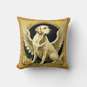 Vintage Yellow Labrador Angel Throw Pillow