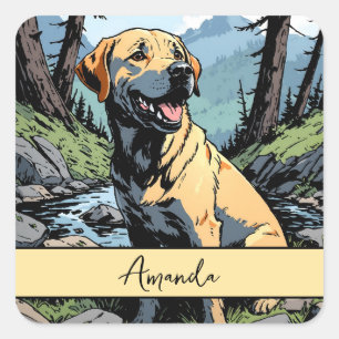 Vintage Yellow Labrador Retriever in Nature Square Sticker