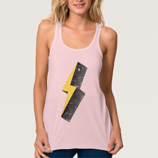 Vintage Yellow Lightning Bolt Tank Top (Front)