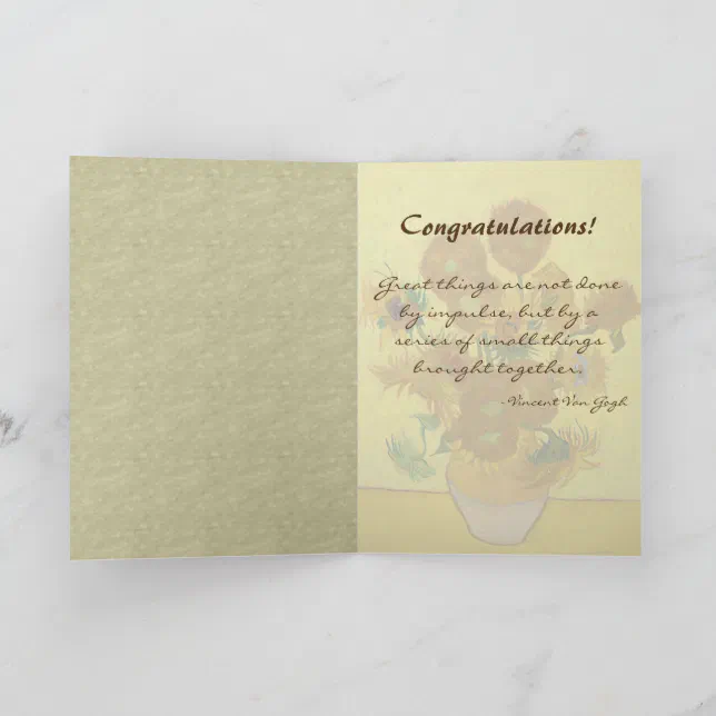 Vintage Yellow Ochre Sunflowers, Congratulations Card | Zazzle