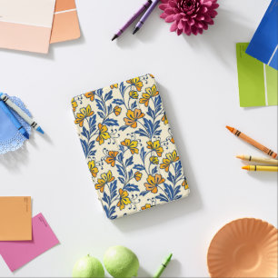 Vintage Yellow Orange Folk Floral Blue Leaf iPad Mini Cover